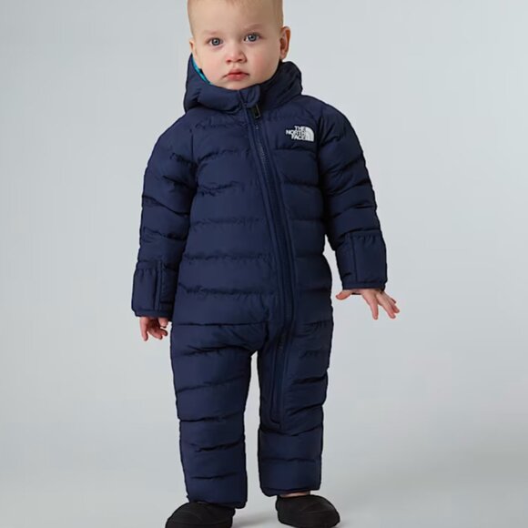 North Face Infant Snowsuit Navy • Soft Fleece-Lined • Fold Mitts/Booties 12-18m - Picture 1 of 16